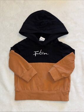 (2 for $10) pat pat Kids' 'Future' Script Colorblock Hoodie - Black & Brown